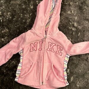 Nike Kids Light Pink Hoodie with Striped Accents